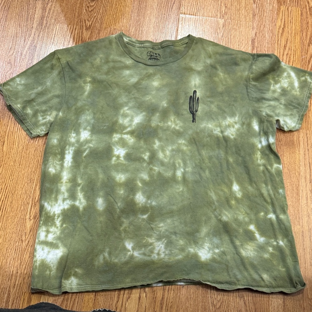 Olive Green Tie-Dye Cactus Tee
